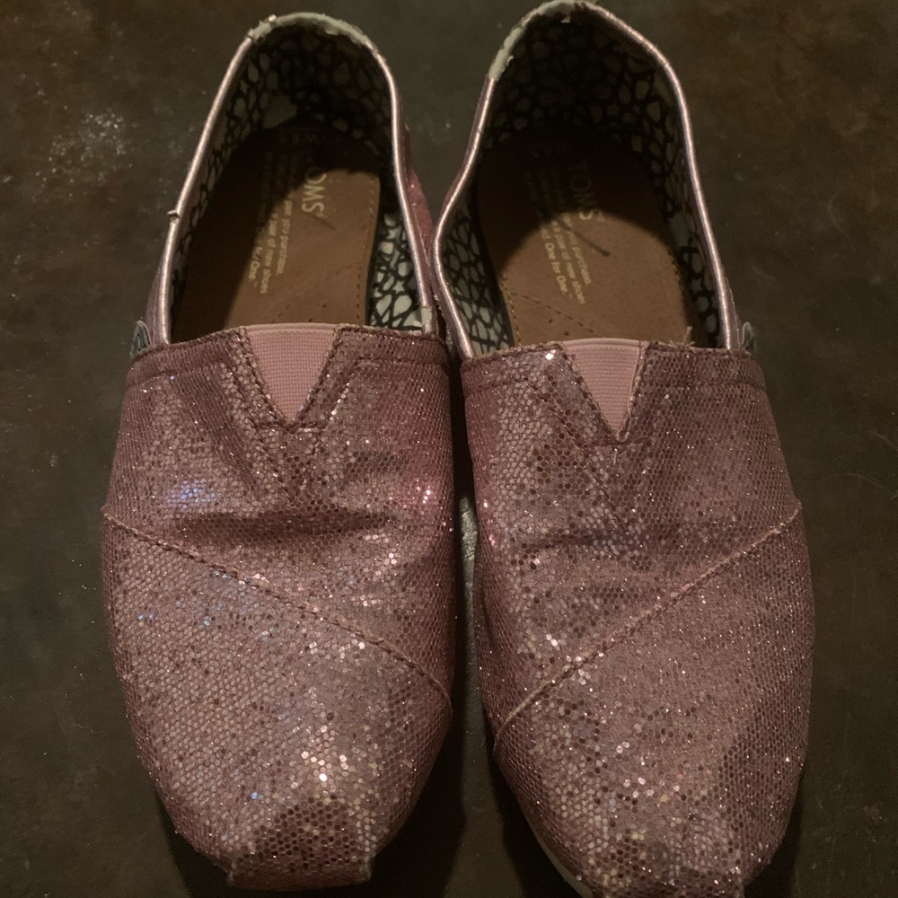 Toms pink glitter shoes